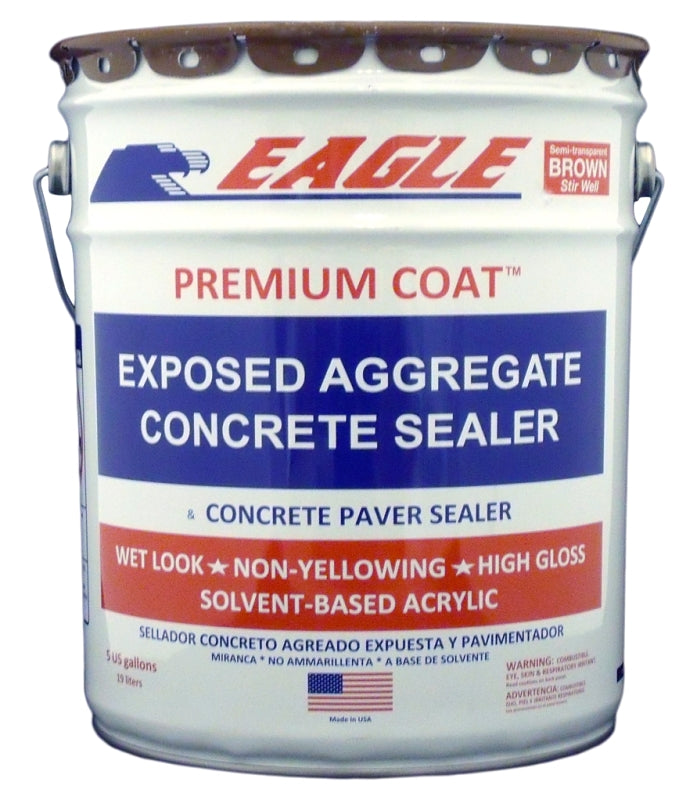 Eagle PREMIUM COAT Series EB5 Concrete Sealer, Brown Tint, Liquid, 5 gal, Pail