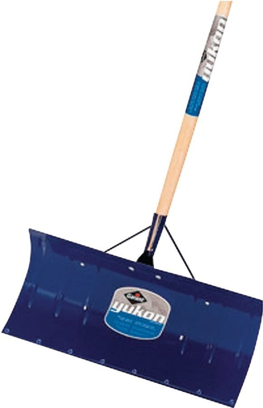 Garant YSP24LU Snow Pusher, 24 in W Blade, Steel Blade, Wood Handle, Straight Handle, 48 in L Handle, Blue