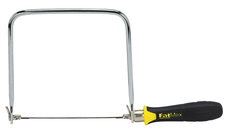 FATMAX 15-106 Coping Saw, 6-3/8 in L Blade, 15 TPI, HCS Blade, Cushion-Grip Handle, Plastic/Rubber Handle