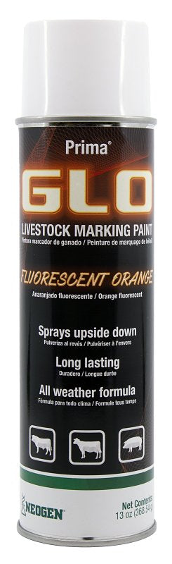 Neogen Ideal Prima 043-338389 Spray-On Glo Livestock Mark Paint, Orange, 12, Case