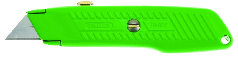 Stanley 10-179 Utility Knife, 2-7/16 in L Blade, 3 in W Blade, HCS Blade, Contour-Grip Handle, Green Handle