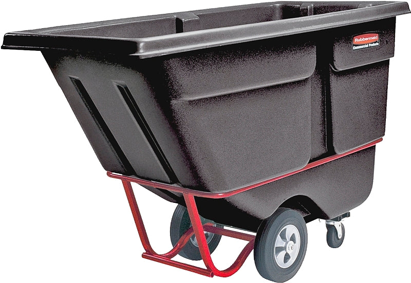 Rubbermaid 1305BLK Tilt Truck, 750 lb Load, 0.5 cu-yd, 3-Caster, Steel Frame, Black, 60-1/2 in OAL, 28 in OAW