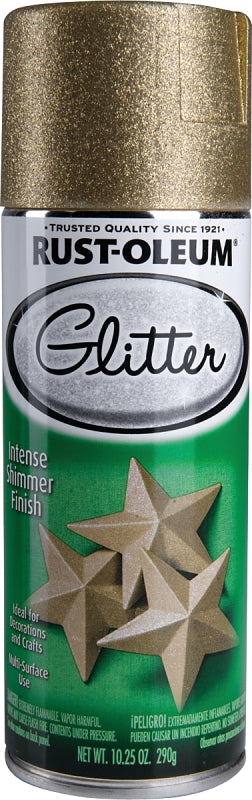 Rust-Oleum 301495 Glitter Paint, Flat/Matte, Gold, 10.25 oz, Aerosol Can