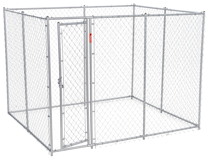 Lucky Dog CL 61028EZ Chain Link Kennel, 6-1/2, 10 ft OAL, 5, 8 ft OAW, 6 ft OAH, Steel, Galvanized