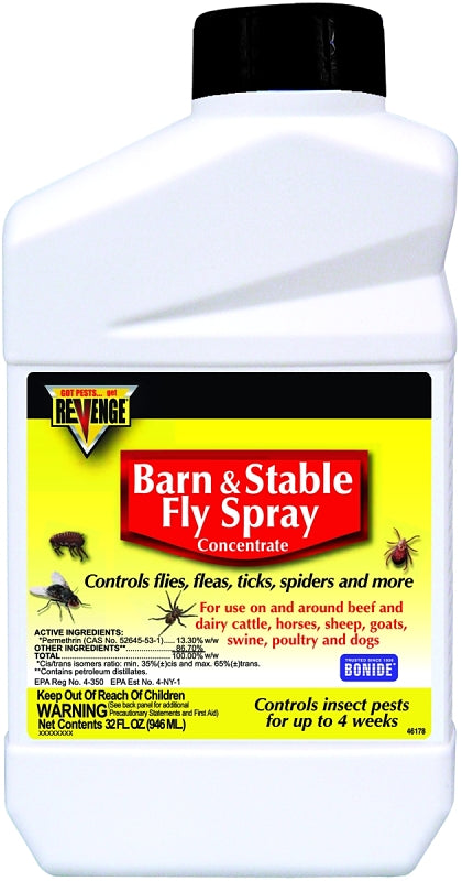 Bonide REVENGE 46178 Barn and Stable Fly Spray, Liquid, Brown/Yellow, Mild Solvent, 12 qt