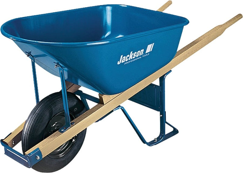 Jackson M6T22 Contractor Wheelbarrow, 6 cu-ft Volume, Steel, 1-Wheel, Pneumatic Wheel, 16 in Wheel