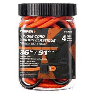 Keeper 06322 Bungee Cord, 36 in L, Rubber, Orange, Hook End