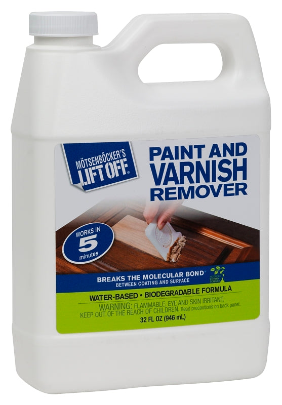 Motsenbocker's Lift Off 41132 Paint and Varnish Remover, Liquid, Mild, Clear, 32 oz, Bottle