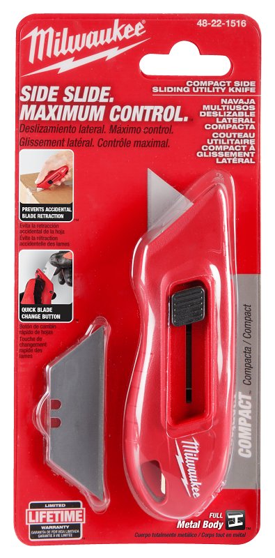 Milwaukee 48-22-1516 Compact Side Slide Utility Knife, Steel Blade