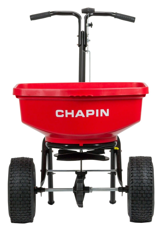 CHAPIN 8301C Contractor Turf Spreader, 80 lb Capacity, Powder-Coated Steel Frame, Poly Hopper, Pneumatic Wheel