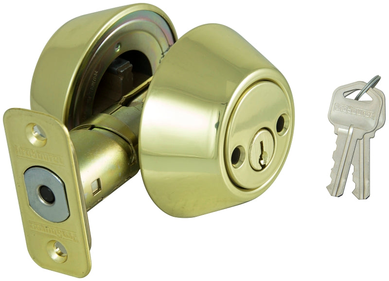 ProSource D272-RU5V Deadbolt, 3 Grade, Polished Brass, 2-3/8 to 2-3/4 in Backset, KW1 Keyway