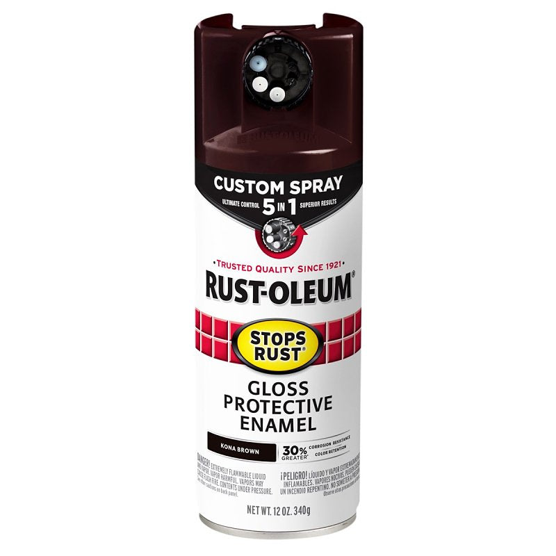 Stops Rust 376903 Rust Preventative Spray Paint, Gloss, Kona Brown, 12 oz, Can