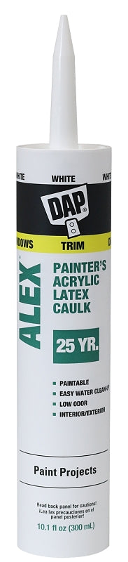 DAP 18670 Painter's Acrylic Latex Caulk, White, 40 to 100 deg F, 10.1 oz Cartridge