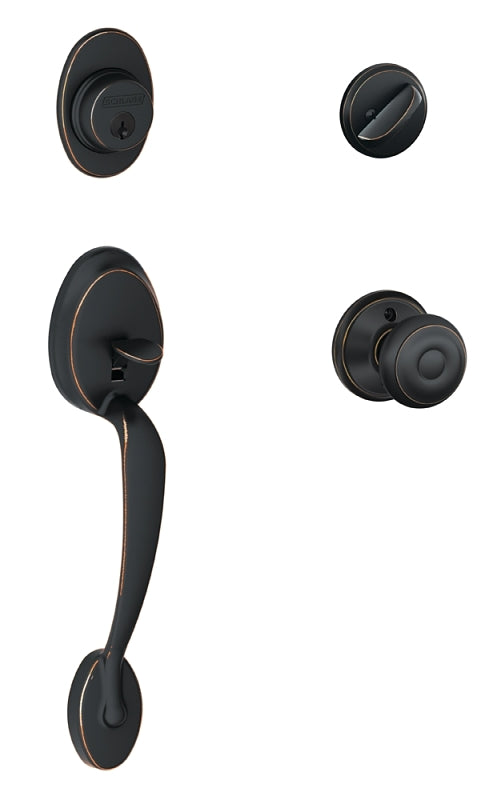 Schlage Plymouth Series F60VPLYXGEO716 Combination Lockset, Mechanical Lock, Knob Handle, Round Design, Aged Bronze