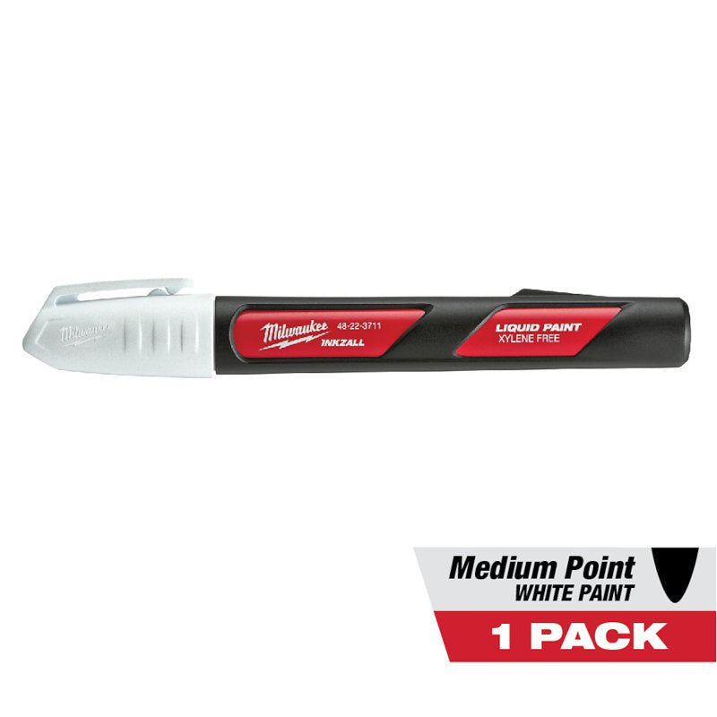 Milwaukee INKZALL Series 48-22-3712 Liquid Paint Marker, Red/White, 6.09 in L, Plastic Barrel