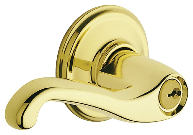 Schlage F Series F51A FLA 605 Entry Lever, Mechanical Lock, Bright Brass, Metal, Residential, 2 Grade
