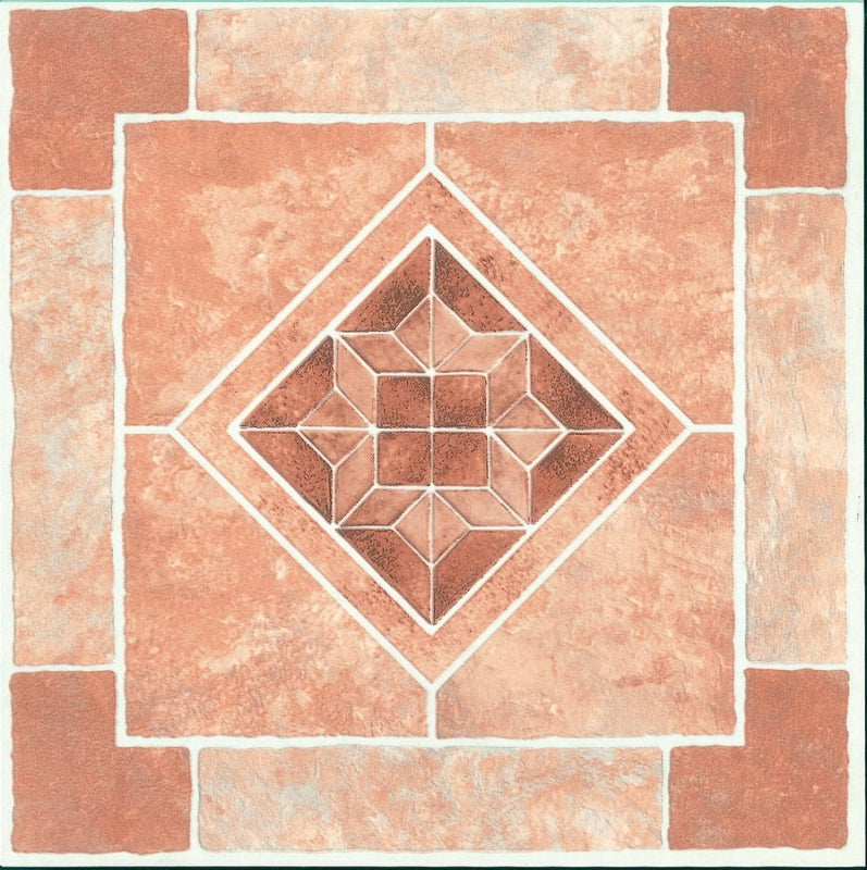 ProSource CL2071 Vinyl Floor Tile, 12 in L Tile, 12 in W Tile, Square Edge, Diamond Stone