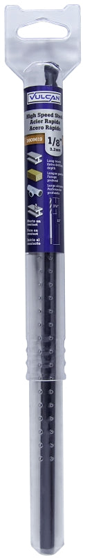 Vulcan Drill Bit, 1/8 in Dia, 12 in OAL, Twist Flute, Flat Shank