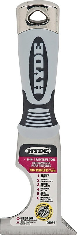 Hyde 06986 Multi-Tool, 2-1/2 in W Blade, 1-Edge Blade, Stainless Steel Blade, Plastic Handle, Soft Grip Handle