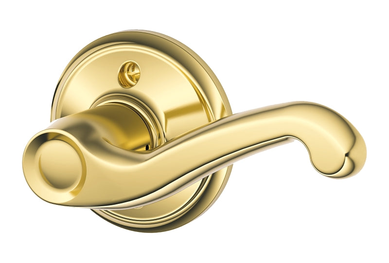 Schlage F Series F170 NV FLA 605 RH Right Hand Dummy Lever, Mechanical Lock, Bright Brass, Metal, Residential, 2 Grade