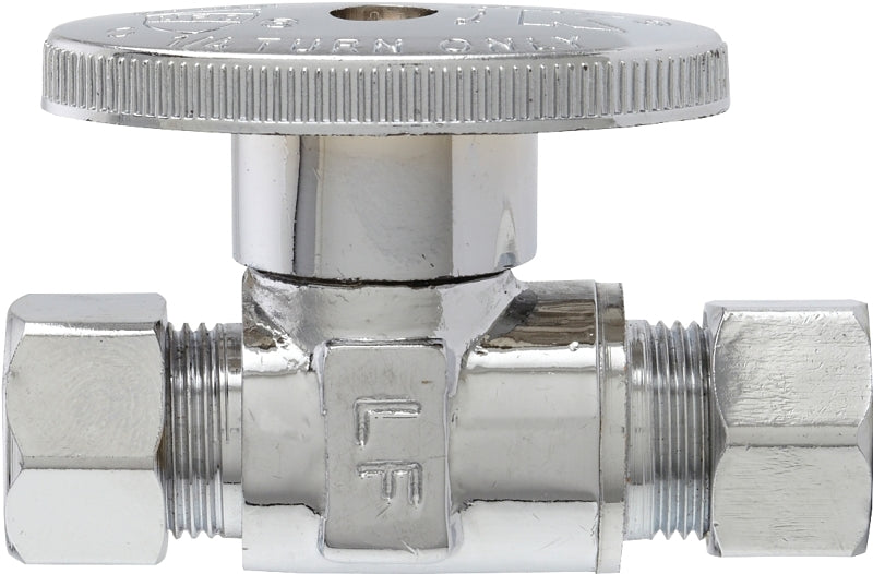 Plumb Pak PP2071LF Shut-Off Valve, 3/8 x 3/8 in Connection, Compression, Brass Body