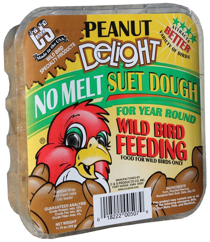 C&S No Melt Suet Dough Delights CS12507 Bird Suet, Peanut Flavor, 11.75 oz