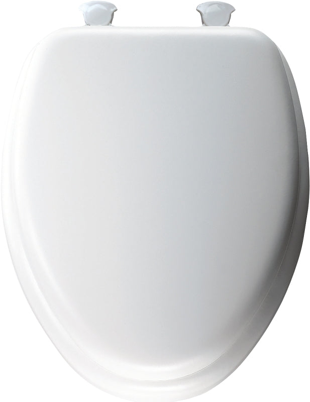 Mayfair 115EC-00 Toilet Seat with Cover, Elongated, Vinyl/Wood, White, Twist Hinge