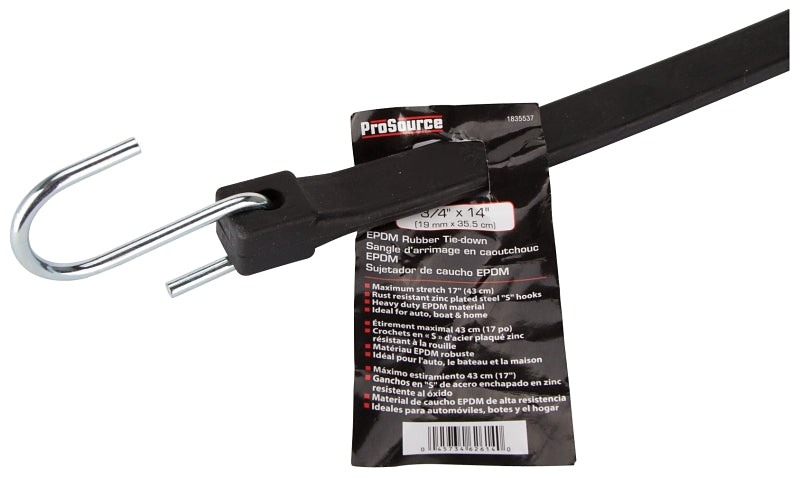ProSource FH64087 Tie-Down, 3/4 W, 14 L, EPDM Rubber, S-Hook End Fitting, Steel End Fitting