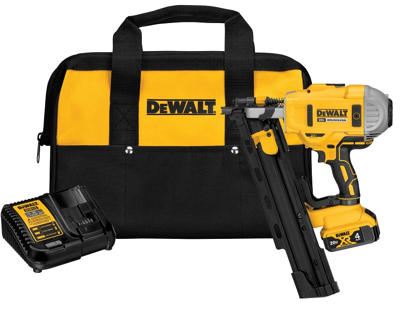 DeWALT DCN21PLM1 Framing Nailer Kit, Battery Included, 20 V, 4 Ah, 48 Magazine, 21 deg Collation, Plastic Collation