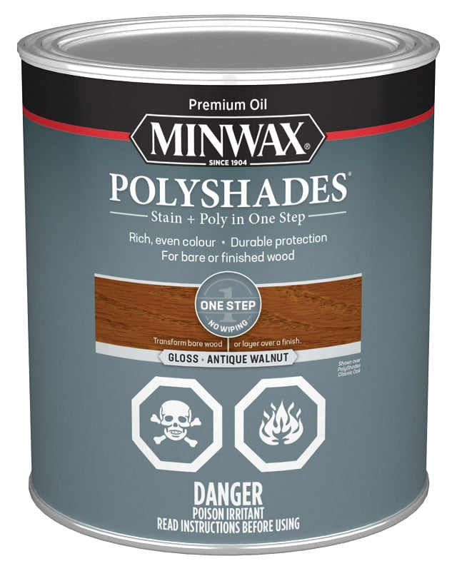 Minwax 344034444 Polyshades, Gloss, Liquid, Antique Walnut, 946 mL, Can