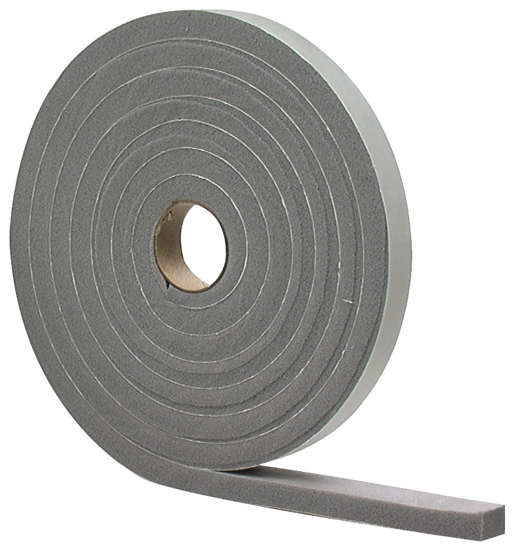 M-D 02295 Foam Tape, 1/2 in W, 10 ft L, 3/8 in Thick, PVC, Gray, 12/PK