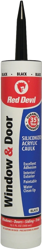 Red Devil 084660 Siliconized Acrylic Caulk, Black, -20 to 180 deg F, 10.1 fl-oz Cartridge