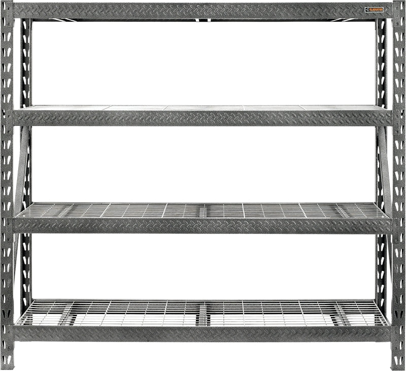 Gladiator GARS774XEG Rack Shelf, 8000 lb, 4-Shelf, 77 in OAW, 24 in OAD, 72 in OAH, Hammered Granite