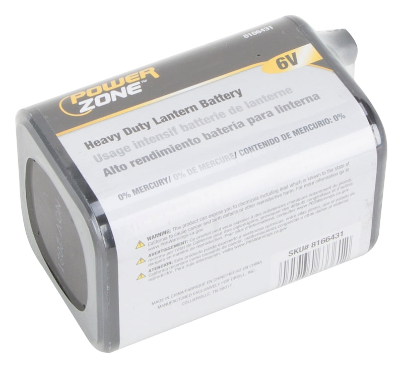 PowerZone 4R25 Heavy-Duty Lantern Battery, 6 V Battery, Zinc, Manganese Dioxide, and Zinc Chloride