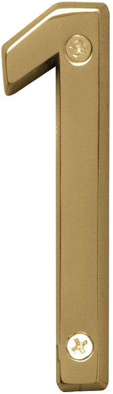 Hy-Ko Prestige Series BR-42PB/1 House Number, Character: 1, 4 in H Character, Brass Character, Brass