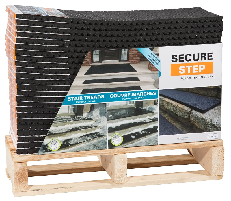 Secure Step TF012-08X24-SS-DB Stair Tread, 24 in L, 1/2 in Thick, Rubber, Black