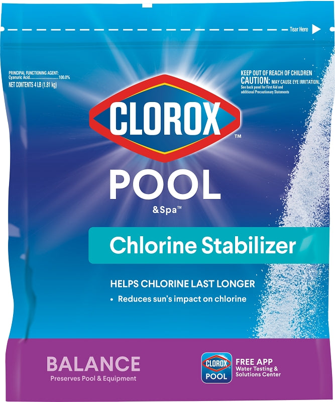 Clorox 12004CLX Chlorine Stabilizer, 4 lb Bottle, Granular, White