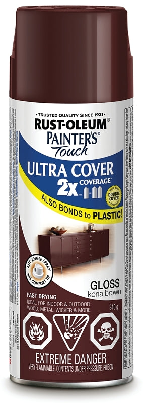 Rust-Oleum 253702 Spray Paint, Gloss, Kona Brown, 340 g, Can