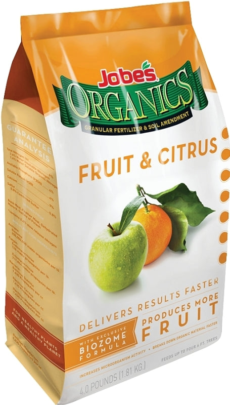 Jobes 09226 Fruit and Citrus Organic Plant Food, 4 lb, Granular, 3-5-5 N-P-K Ratio