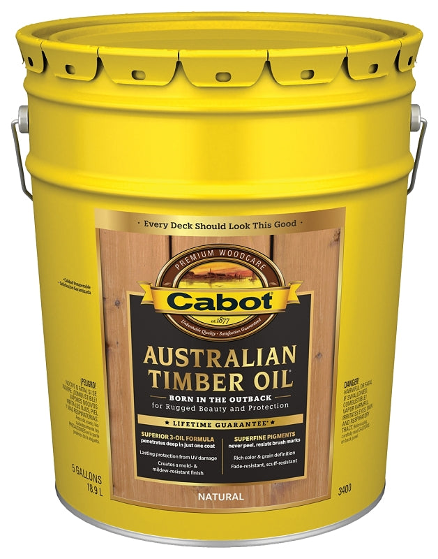 Cabot 140.0003400.008 Australian Timber Oil, Natural, Liquid, 5 gal, Pail