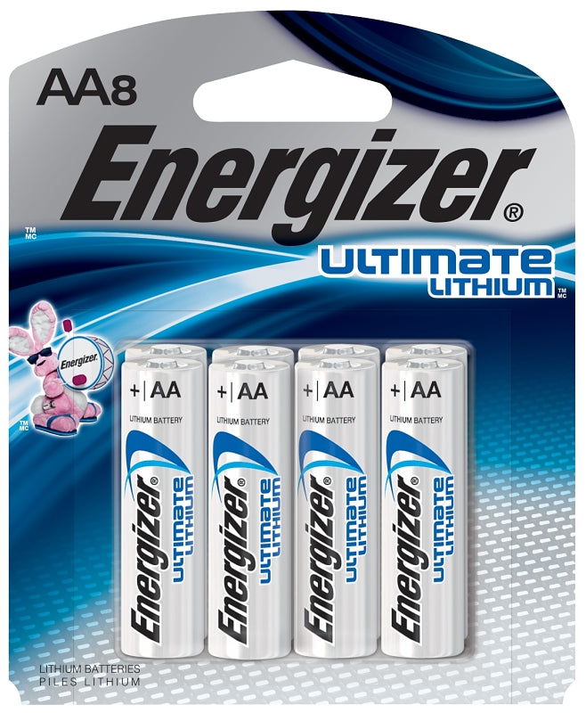 Energizer L91 L91SBP-8 Battery, 1.5 V Battery, AA Battery, Lithium