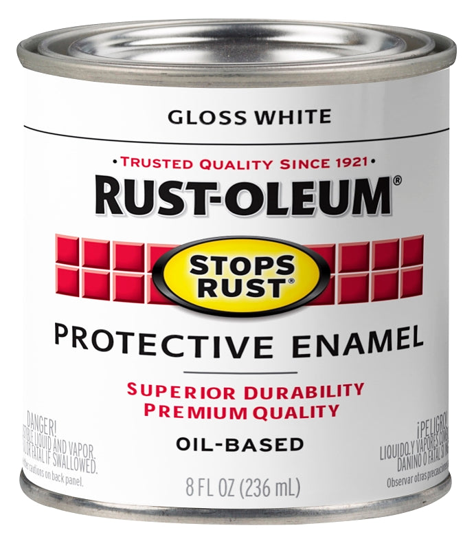 Rust-Oleum 353489 Rust Preventative Paint, Oil, Gloss, White, 8 oz, 80 to 175 sq-ft Coverage Area