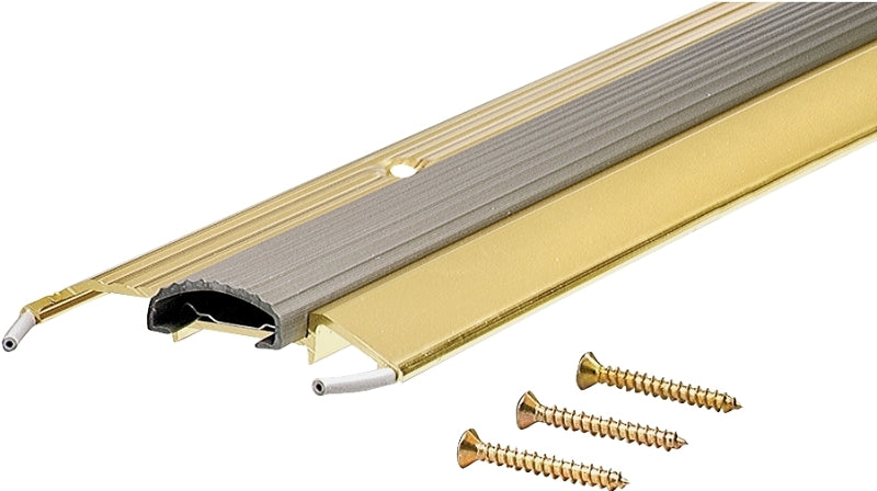 M-D 09043 Low Threshold, 36 in L, 3-3/4 in W, Aluminum, Brite Gold