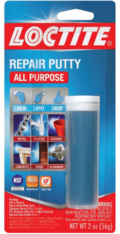 Loctite 1999131/431348 All-Purpose Repair Putty, Solid, Blue/White, 2 oz Carded Cylinder