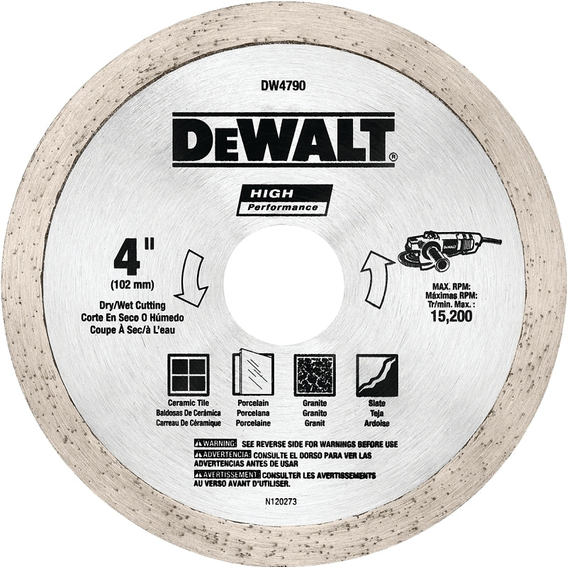 DeWALT DW4790 Tile Blade, 4 in Dia, 1/16 in Thick, 5/8 to 7/8 in Arbor