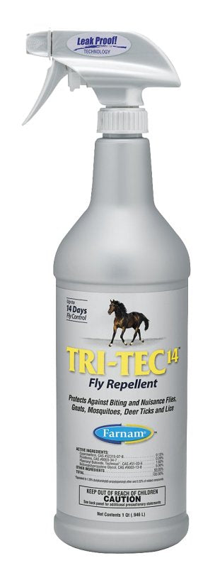 Farnam Tri-Tec 14 46512 Fly Repellent, Liquid, Milky White, 32 oz Bottle