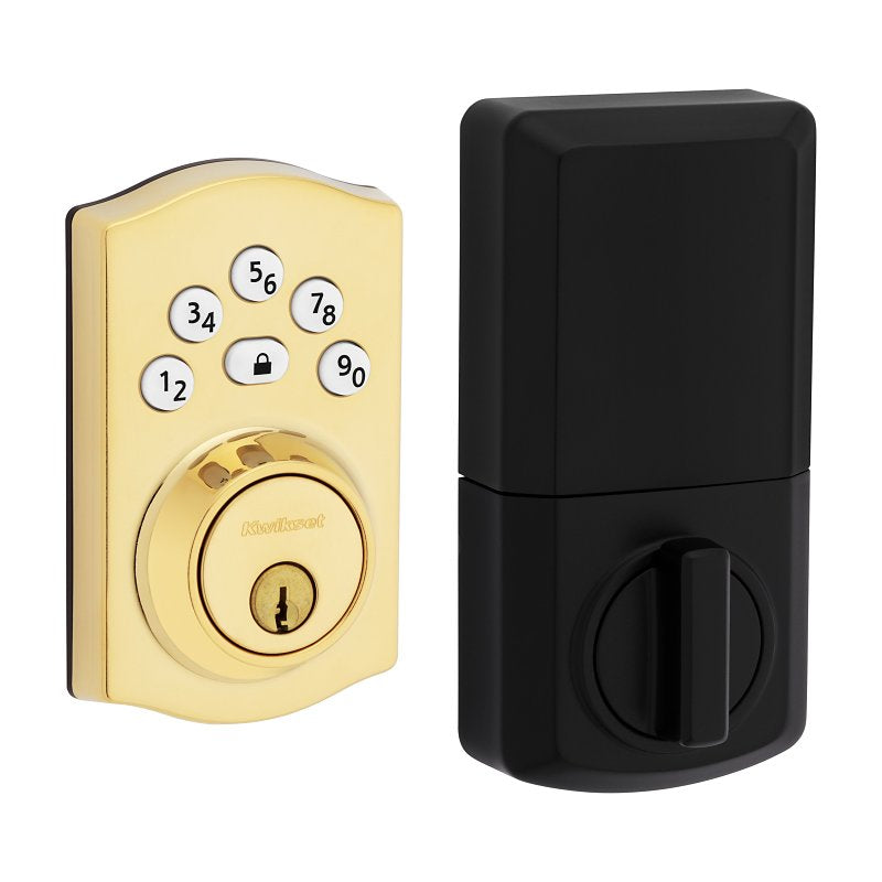 Kwikset Powerbolt 240 992400-001 Keypad Electronic Lock, 3 Grade, Zinc, Lifetime Polished Brass, KW1 Keyway