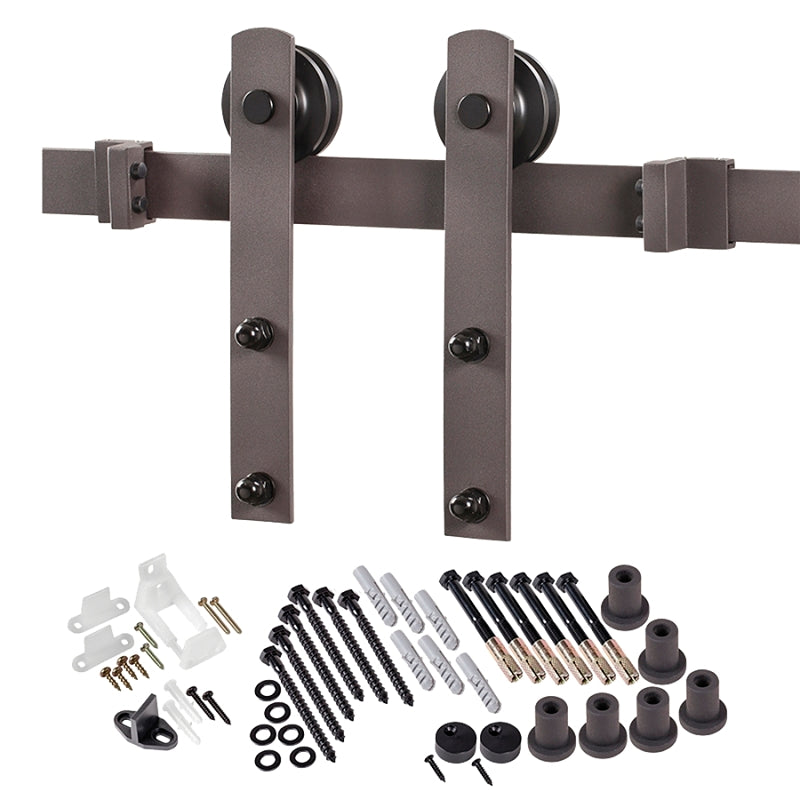 Renin BD100K-09600-BR Straight Strap Barn Door Hardware Kit, 96 in L Track, Steel, Bronze, Wall, For: Barn Door