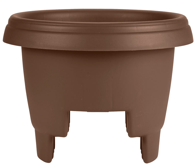 Bloem 136892 Deck Rail Planter, 11.9 in Dia, 9 in H, Poly, Chocolate