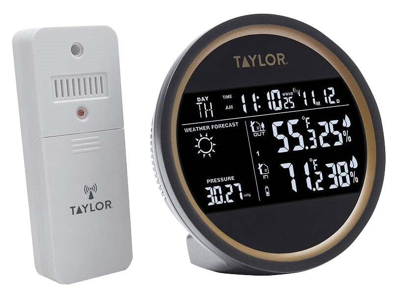 Taylor 5282011 Weather Forecaster with LED, Battery, 32 to 122, -4 to 140 deg F, 20 to 95 % Humidity Range